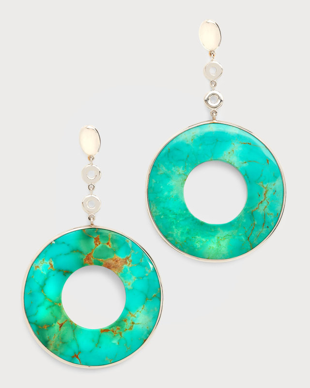 18K White Gold Arizona Turquoise Earrings